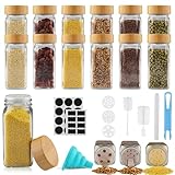 Vexillic Gewürzgläser (12 x 120ml),Gewürzdosen Eckig Hochwertigem Holzdeckel...