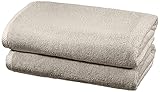 Amazon Basics - Handtuch-Set, schnelltrocknend, 2 Badetücher - Platingrau, 100%...