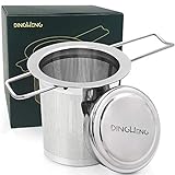 DINGHENG Teesieb Teefilter und Deckel/Abtropfschale,Rostfreies 304 Edelstahl Tee-Sieb für...