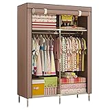 Tragbarer Kleiderschrank aus Segeltuch, Stoffschrank mit Kleiderstange, Regale,...