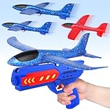 DONGSZQ Flugzeug Spielzeug, 3 Stück Styroporflieger + Katapult Pistole...