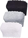 3 Stücke Damen Blumen Lace Tube Top BH Bandeau Trägerlos BH Nahtlose Dehnbar...