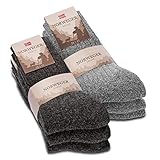 6 Paar Norweger Socken Herren Damen Wintersocken mit Wolle 20100 (43-46 Grau & Anthrazit)