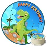 J&M DECO Tortenaufleger Dino – essbare Dinosaurier Tortendeko Ø 20 cm –...