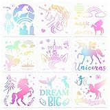 MWOOT 9 Stücke Einhorn Schablone, Wiederverwendbare DIY Schablonen Vintage,...