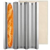 ALEEIK Baguette Backform Baguetteblech Baguette Backblech für 3 Baguettes...