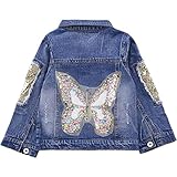 SXSHUN Mädchen Mode Jeansjacke Mit Muster Denim Jacke Übergangsjacke,...
