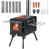 DEERFAMY Gartenofen,Zeltofen Tragbarer Holzofen mit klappbare Beine und...