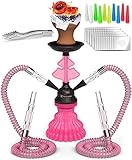 Shisha Set Klein mit 2 Schläuche - 30cm Rosa Mini Shisha - 2 Schlauch Shisha mit shisha...