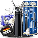 NEMT Sahnespender 0,5 L Sahnesiphon schwarz + 10 Sahnekapseln 500 ml...