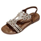 Glitzer Sandalen Damen Flach Sommer Casual Elegant Damensandalen Sandalette Bequem...