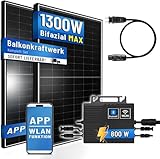 Balkonkraftwerk 1300W Solaranlage mit 800W TSUN Micro Wechselrichter WiFi...