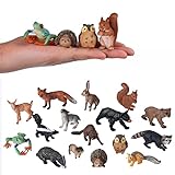 FLORMOON Kleine Tierfiguren für Kinder, 16 STK. realistische Waldtiere, Babyfiguren,...