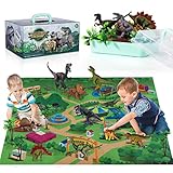 TEMI Dinosaurier Spielzeugfigur mit Aktivität Spielmatte & Bäume, pädagogisch...