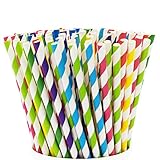 Comfy Package, [200 Pack] Striped Paper Drinking Straws 100% Biodegradable -...