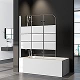 Duschwand für Badewanne 3-teilig Faltbar 130x140 cm, Glas Klappbar...