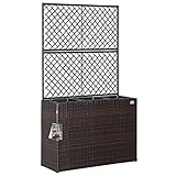 Casaria® Blumenkasten Rankgitter 3 Innentöpfe Polyrattangeflecht Rankhilfe...
