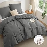 BEDSURE Bettwäsche 135x200 Baumwolle 4teilig - Bettwäsche-Sets Grau Bettbezug 2er Set...