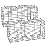SONGMICS Gabionenkörbe, Metall-Steinkörbe mit 5 x 10 cm Maschenweite für Mauersteine,...