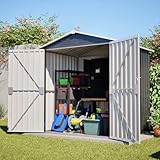 Jaxenor Gartenhaus Metall 185x142x185cm, Garten Geräteschuppen Metall mit Klapptür,...