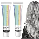2-In-1 Natürliches Essenzextrakt-Silber-Haarfärbemittel, Haarfarbe Grau Silber...