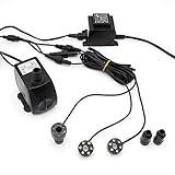 Forever Speed 1500l/h Springbrunnen Pumpe gartenbrunnen mit Beleuchtung 3X Weiß LED Ring...