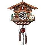 PIAOPIAO Kuckucksuhr, Schwarzwald Kuckucksuhren Geschnitzt, Holzhausszene Kuckuckuhr,...