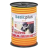 VOSS.farming Weidezaun Band 250m, 10mm, 4x0,16 Niro, Gelb Orange Elektro Litze Pony Pferd...
