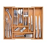 alpina Besteckkasten für Schubladen - Organizer Schublade Ausziehbar 46 x 34-56,5 x 6 cm...