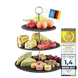 Dimono® Etagere Premium Servier-Ständer 3-Etagen; Servier-Tablett aus echten...