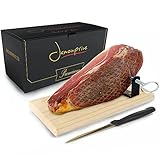 Serrano Schinken gereift ohne Knochen 1 Kg + Schinkenhalter & Schinkenmesser - Mini...