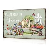 Putuo Decor 1 Stück Garten Metall Blechschild Blumen Vintage Plakette Poster Wandkunst...