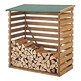 [en.casa] Brennholzunterstand aus Tannenholz 123x116x64cm Kaminholzregal Außen Garten...