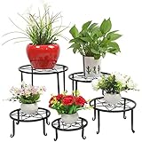 5-in-1 Set Metall Blumenständer Schwarz Wohnzimmer, Blumenhocker Garten für Innen...
