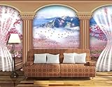 Blühende Vogelspitzen-Landschaft 3D Tapete Poster Restaurant Schlafzimmer Wohnzimmer Sofa...