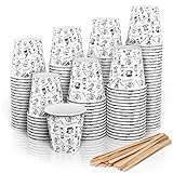 CupCup 140 Espresso Pappbecher 110 ml mit Rührstäben aus Holz für Kaffee zum...