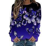 Sunnyuk Halloween Pullover Damen Elegant Sexy Langarm Lässiger Sweatshirt Sweatshirt...