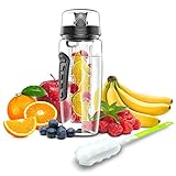 Babacom Wasserflasche Mit Fruchteinsatz 1L/32OZ Trinkflasche Sport mit Infuser...