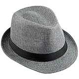KYEYGWO Fedora-Hut Mode Filz Gangster Hüte für Mann und Frau, Trilby Snap breiter Krempe...