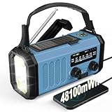 48100mWh Kurbelradio Solar Notfall Radio mit Weltempfänger, AM FM Radio Dynamo Notradio...