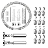 5m Seilspanngarnitur mit 12 Haken – Edelstahl Drahtseil Vorhangset, Gardinen...