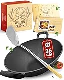 KRUSTENZAUBER 36cm Gusseisen Wok Induktion - Wokpfanne mit Wokwender - Ideal...