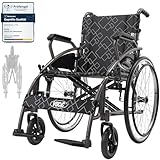 VOCIC U31 Rollstuhl faltbar leicht bis 150KG,Doppelbremsen Transportrollstuhl...
