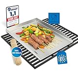 Schwanfeld® 40 x 30cm Plancha Grillplatte - [ESSENS-FALLSCHUTZ & ANTI-HAFT] - inkl. 200...