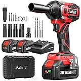 Avhrit Akku Schlagschrauber mit 2x 4.0Ah Lithium Batterie, 700Nm/516Ft-lbs 1/2...