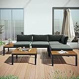 Merax Gartenmöbel Set 4-Personen, Lounge Sitzgruppe Outdoor mit Sofa Tisch, Ecksofa-Set...