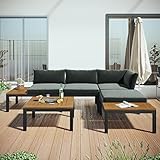 Merax Gartenmöbel Set 4-Personen, Lounge Sitzgruppe Outdoor mit Sofa Tisch, Ecksofa-Set...