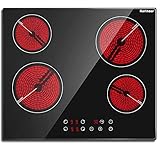 Karinear Keramikochfeld 4 Platten Einbau, Elektrokochfeld 60 cm mit Touch-Steuerung,...