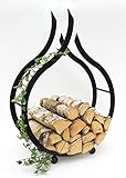 DanDiBo Kaminholzregal Innen Schwarz Kaminholzständer Flamme 78 cm Holzkorb...