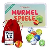 Kleintober Premium Murmeln I Glasmurmeln I Murmelspiel in Metalldose I Murmeln...